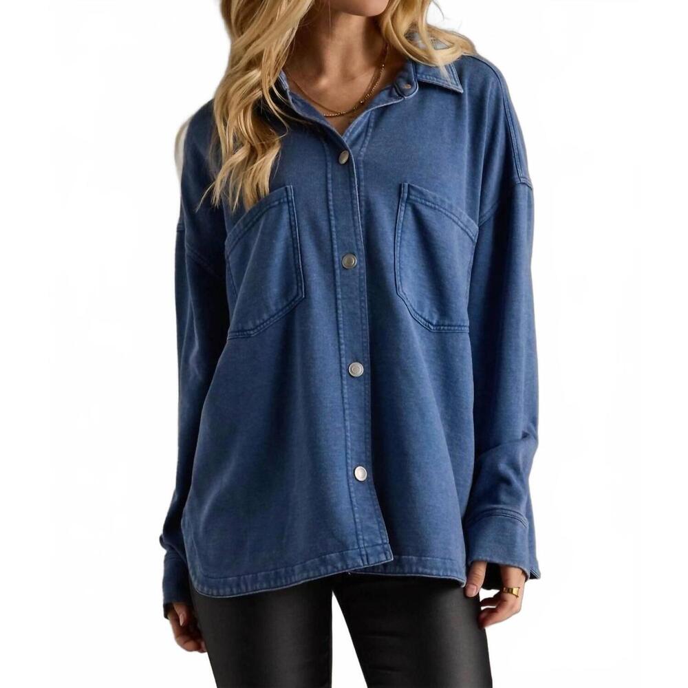 NEW PANACHE APPAREL keira super soft button up shirt in dark blue